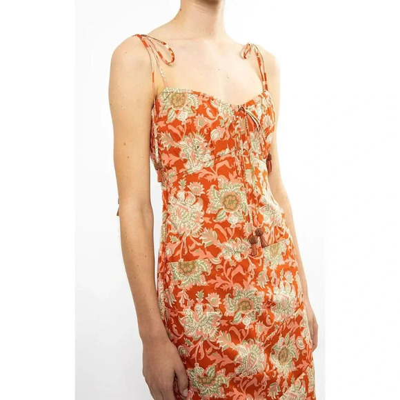 Johanna Ortiz Prettier In Spanish Printed Cotton Slip Dress Size Large - Picture 6 of 13